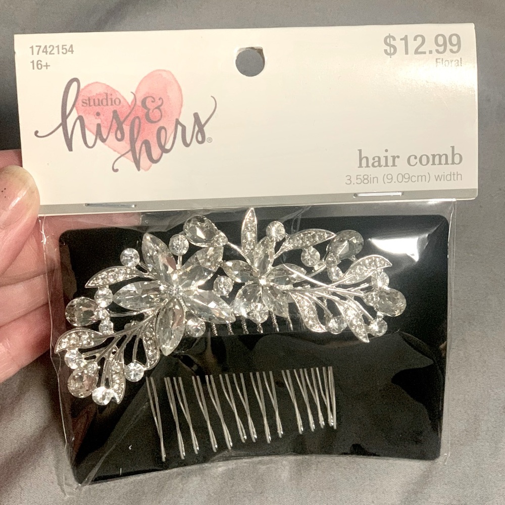 SILVER RHINESTONE BOUQUET HAIR COMB